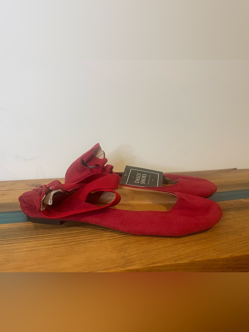 NWT Red Women's Ballet Flats with cross straps